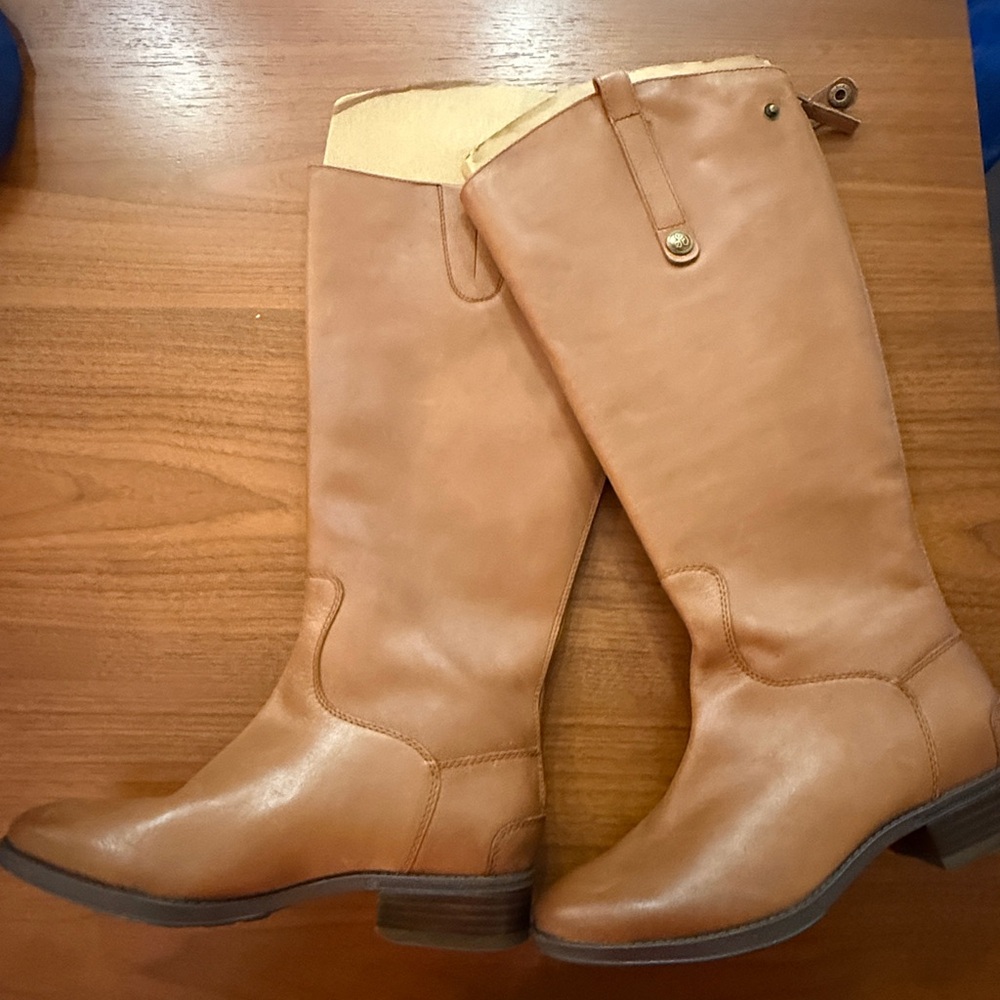 Sam Edelman Penny Women's Tan Leather Boots - Size 8 Wide Calf